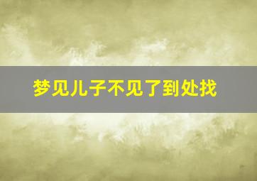 梦见儿子不见了到处找