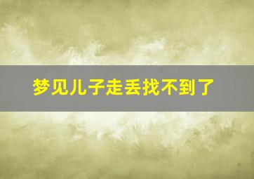 梦见儿子走丢找不到了