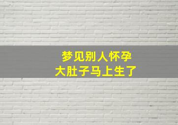 梦见别人怀孕大肚子马上生了