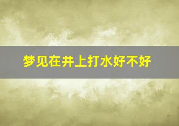 梦见在井上打水好不好