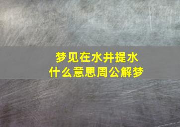 梦见在水井提水什么意思周公解梦