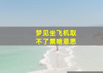 梦见坐飞机取不了票啥意思