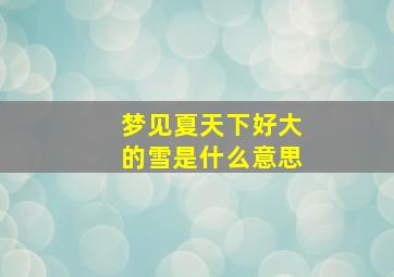 梦见夏天下好大的雪是什么意思