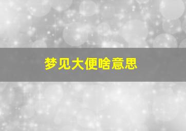 梦见大便啥意思