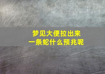 梦见大便拉出来一条蛇什么预兆呢