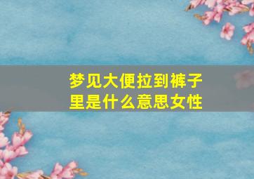 梦见大便拉到裤子里是什么意思女性