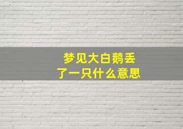 梦见大白鹅丢了一只什么意思