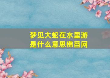 梦见大蛇在水里游是什么意思佛舀网