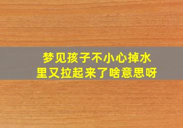 梦见孩子不小心掉水里又拉起来了啥意思呀