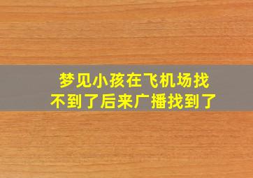 梦见小孩在飞机场找不到了后来广播找到了