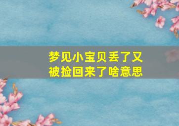 梦见小宝贝丢了又被捡回来了啥意思