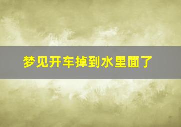 梦见开车掉到水里面了