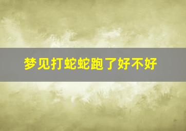 梦见打蛇蛇跑了好不好