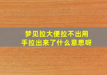 梦见拉大便拉不出用手拉出来了什么意思呀