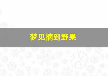 梦见摘到野果