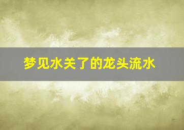 梦见水关了的龙头流水