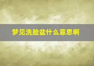 梦见洗脸盆什么意思啊