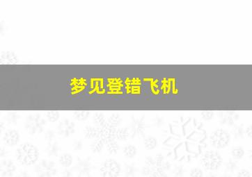 梦见登错飞机