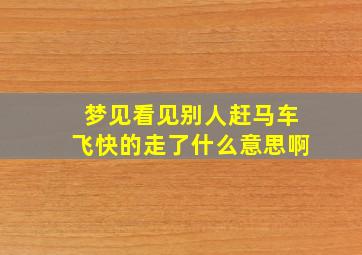 梦见看见别人赶马车飞快的走了什么意思啊