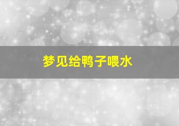 梦见给鸭子喂水