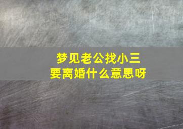 梦见老公找小三要离婚什么意思呀