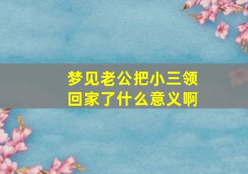 梦见老公把小三领回家了什么意义啊