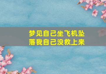 梦见自己坐飞机坠落我自己没救上来