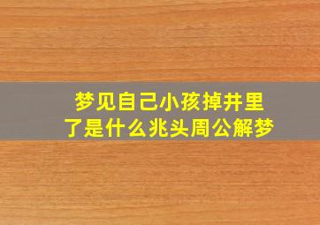 梦见自己小孩掉井里了是什么兆头周公解梦