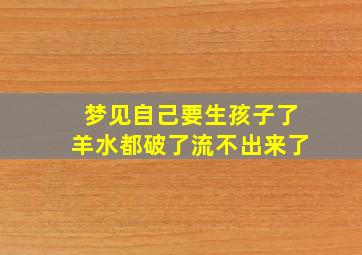 梦见自己要生孩子了羊水都破了流不出来了