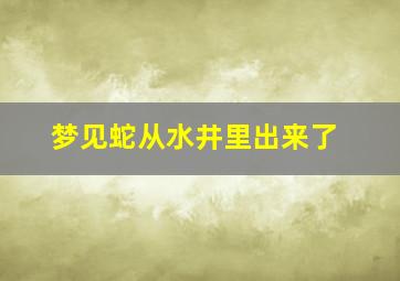 梦见蛇从水井里出来了