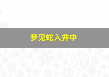 梦见蛇入井中