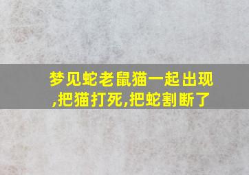 梦见蛇老鼠猫一起出现,把猫打死,把蛇割断了