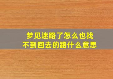 梦见迷路了怎么也找不到回去的路什么意思