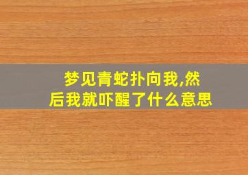 梦见青蛇扑向我,然后我就吓醒了什么意思