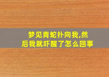 梦见青蛇扑向我,然后我就吓醒了怎么回事