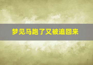 梦见马跑了又被追回来