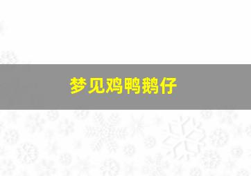 梦见鸡鸭鹅仔