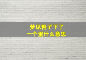 梦见鸭子下了一个蛋什么意思