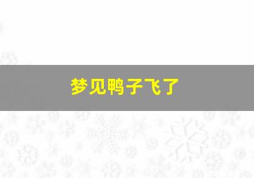 梦见鸭子飞了