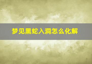 梦见黑蛇入洞怎么化解