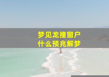 梦见龙撞窗户什么预兆解梦