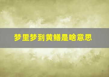 梦里梦到黄鳝是啥意思