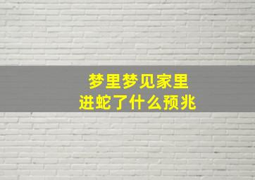 梦里梦见家里进蛇了什么预兆