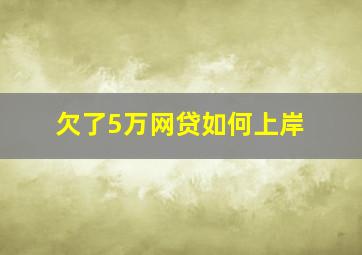 欠了5万网贷如何上岸