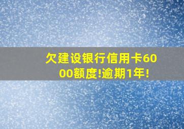 欠建设银行信用卡6000额度!逾期1年!