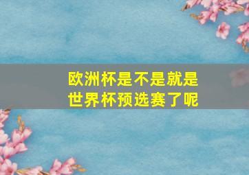 欧洲杯是不是就是世界杯预选赛了呢