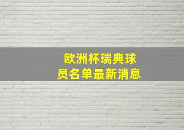 欧洲杯瑞典球员名单最新消息