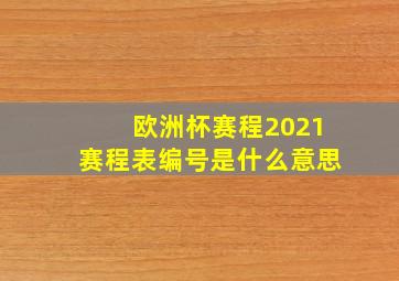 欧洲杯赛程2021赛程表编号是什么意思