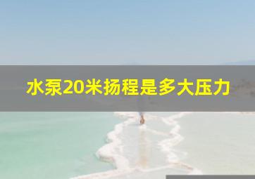 水泵20米扬程是多大压力