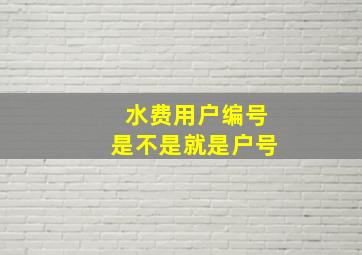 水费用户编号是不是就是户号